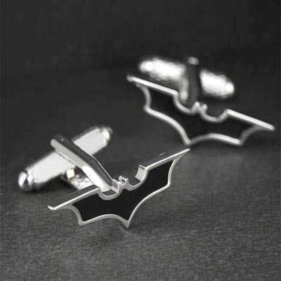 Black & Silver-Toned Quirky Cufflinks