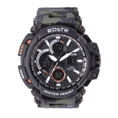 Men Black Dial & Green Straps Analogue and Digital Multi Function Watch