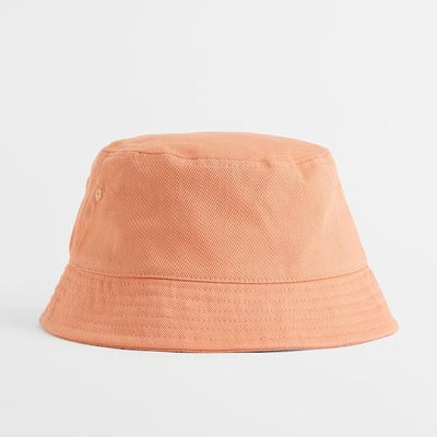 Men Orange Cotton Twill Bucket Hat