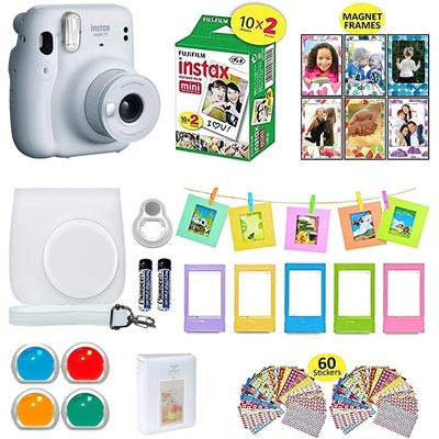 Mini 11 Instant Camera Ice White + Shutter Compatible Carrying Case