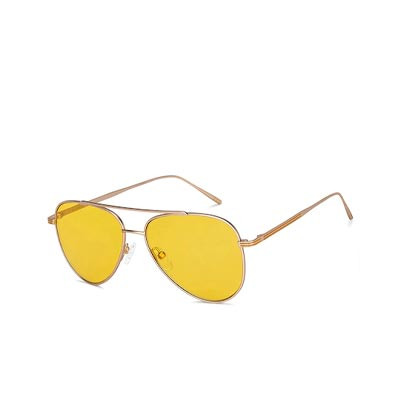 Unisex Yellow Lens & Gold-Toned Aviator Sunglasses 148395