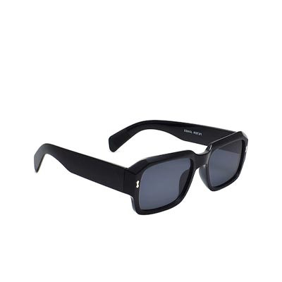 Unisex Black Full Rim Square Sunglasses with UV Protected Lens