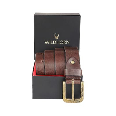Men Brown Textured Leather Casual Belt