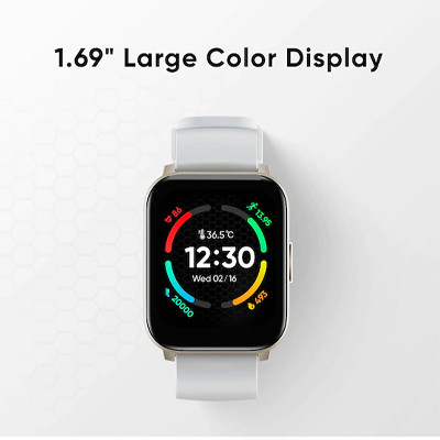 Grey Strap TechLife Watch S100 1.69 HD Display with Temperature Sensor Smartwatch