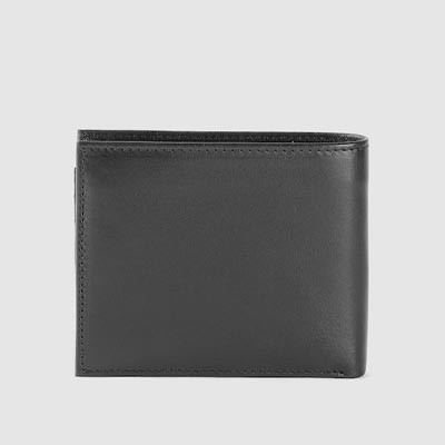 Men Black Solid Leather Two Fold Wallet