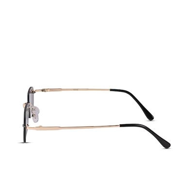 Unisex Black Lens & Gold-Toned Rectangle Sunglasses with UV Protected Lens