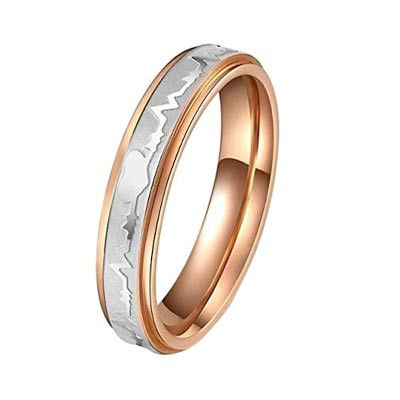 Unisex Rose Gold & Silver-Plated Stainless Steel Adjustable Couple Finger Ring