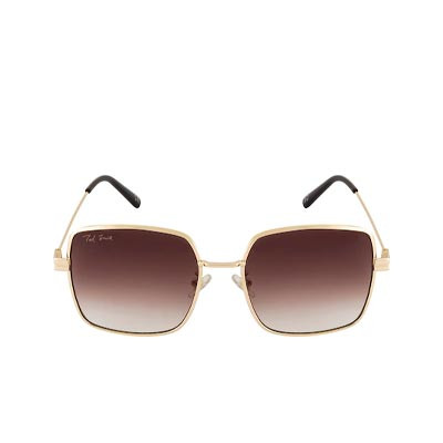 Unisex Brown Lens & Gold-Toned Square Sunglasses TSQUARE_C3