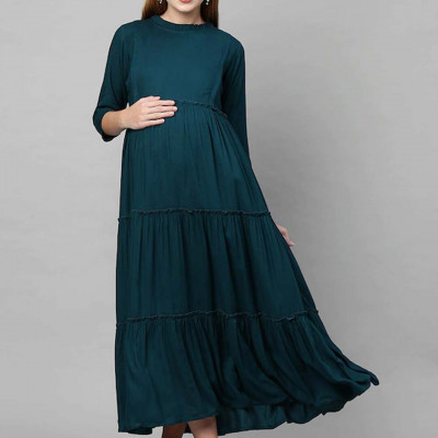 Teal Green Maternity Maxi Nursing Dress