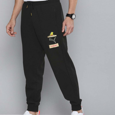 PUMA x HARIBO Unisex Black Logo Printed Relaxed Fit Pure Cotton Sweat Pants