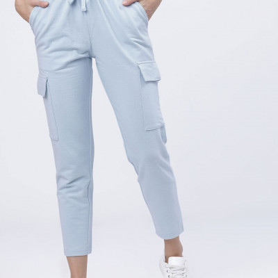 "Women Blue Solid Slim-Fit Casual Track Pants "