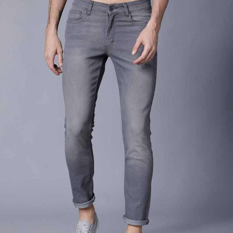 Men Grey Slim Fit Mid-Rise Clean Look Stretchable Jeans