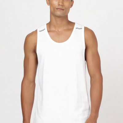 Men White Solid Cotton Innerwear Vests