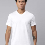 Men White Solid V-Neck Lounge T-shirt