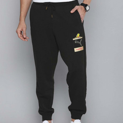 PUMA x HARIBO Unisex Black Logo Printed Relaxed Fit Pure Cotton Sweat Pants