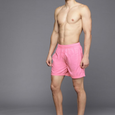 "Men Pink Solid Swim Shorts "