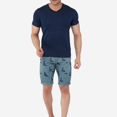 Men Navy Blue Conversational Printed Outdoor Shorts