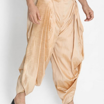 Men Gold-Toned Pleated Solid Dhoti