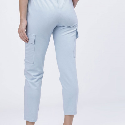 "Women Blue Solid Slim-Fit Casual Track Pants "