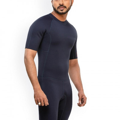Men Navy Blue Solid Shorty Wetsuit