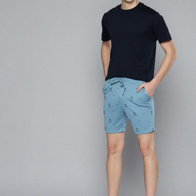 Men Blue Conversational Printed Lounge Shorts