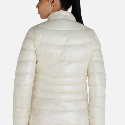 Women White Slim Fit Padded Jacket