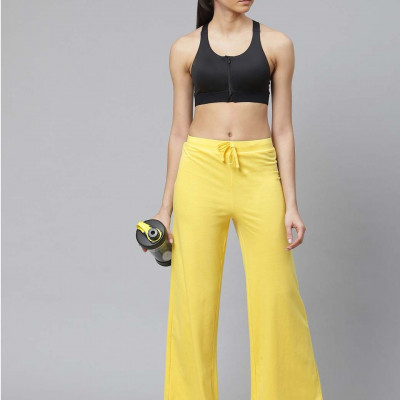 Women Yellow Solid Track Pants