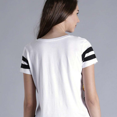 Women White Printed Crop T-shirt